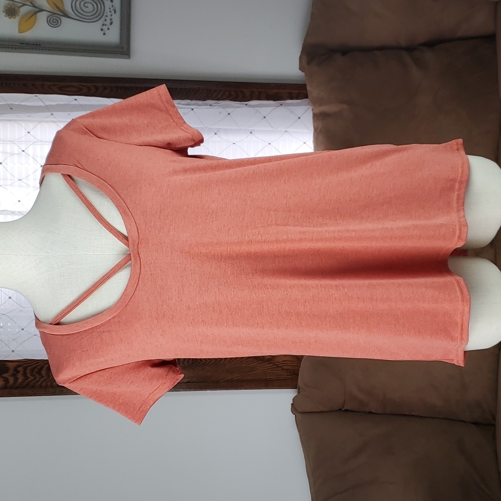 Angie Strappy Hi Lo Stretch Knit Top T- shirt Size Large New